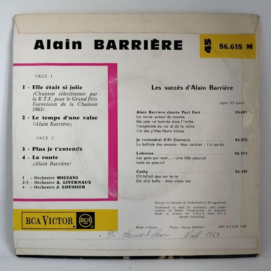 Alain barriere elle etait si jolie single vinyle ep occasion 1