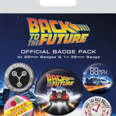 Back to the future pack 5 badges delorean