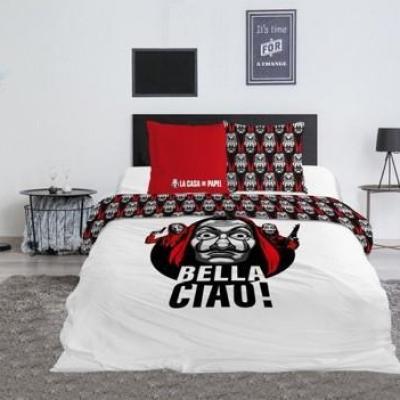 Casa de papel parure de lit 240x220cm bella ciao 100 coton