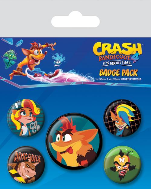 Crash bandicoot 4 pack de 5 badges
