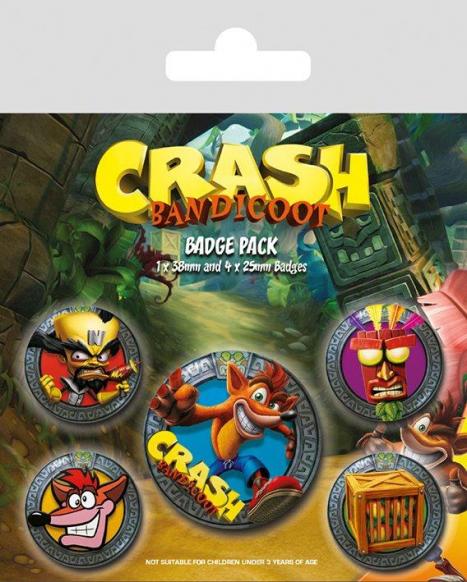 Crash bandicoot pack 5 badges pop out