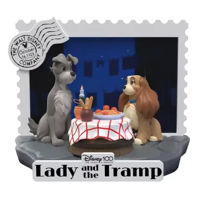 Disney 100eme anniv la belle et le clochard diorama d stage 12cm