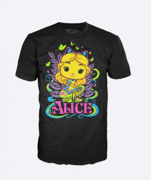 Disney alice t shirt pop blacklight s