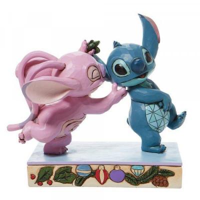 Disney stitch angel mistletoe kiss statuette enesco 15x11 5cm