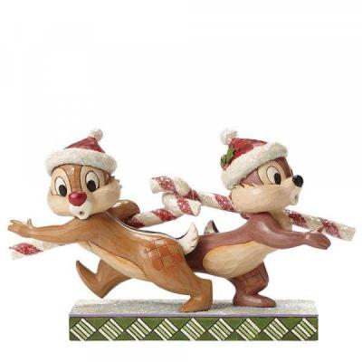 Disney traditions chip n dale candy cane caper figurine 8cm