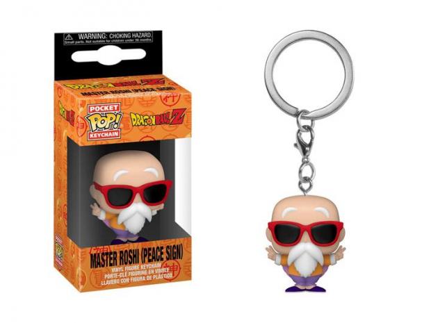 Dragon ball z pocket pop keychain master rochi peace sign