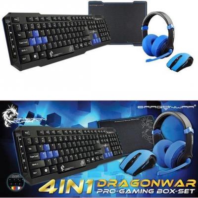 Dragonwar 4 in 1 pro gaming box set azerty blue edition