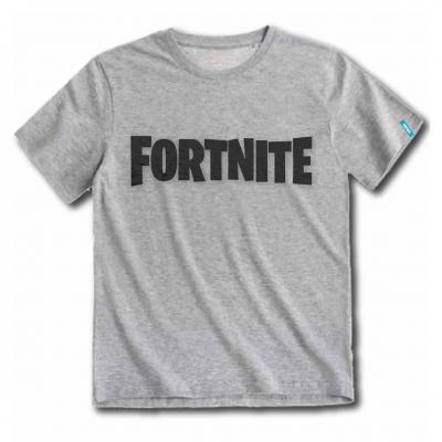 Fortnite t shirt kids logo grey