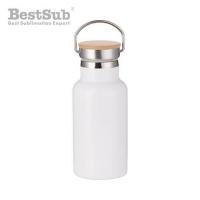 Fre pm bouteille isotherme en acier inoxydable 350 ml avec ecrou en bambou blanc 4194 2