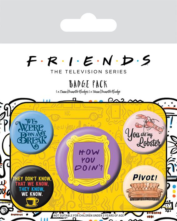 Friends pack de 5 badges quotes