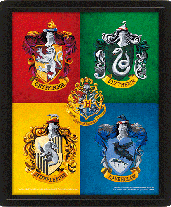 Harry potter blasons colores poster lenticulaire 3d 26x4cm