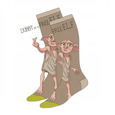 Harry potter dobby free elf 1 paire de chaussettes taille 35 41
