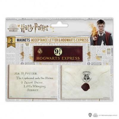 Harry potter lettre poudlard set de 3 magnets