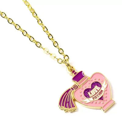 Harry potter pendentif et collier plaque or love potion