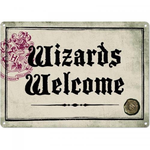 Harry potter plaque metal 21 x 15 wizards welome