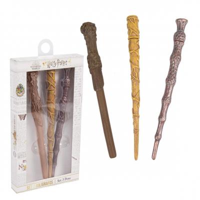 Harry potter set de 3 stylos bille baguettes