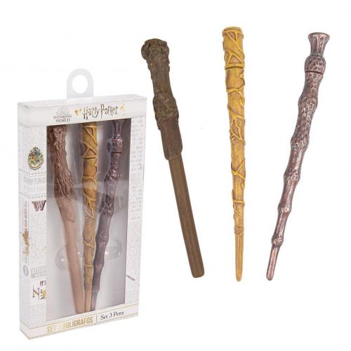Harry potter set de 3 stylos bille baguettes
