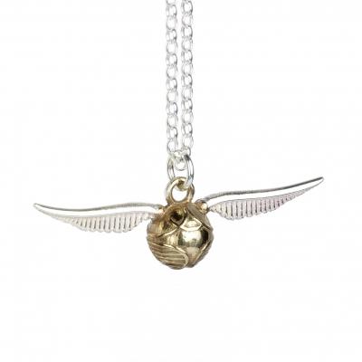 Harry potter sterling silver golden snitch charm necklace