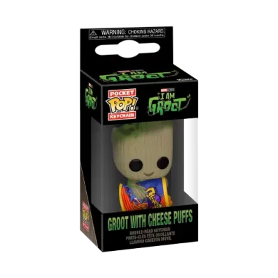 I am groot pocket pop keychains groot with cheese puffs