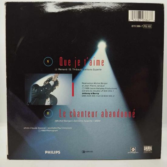 Johnny hallyday que je t aime en concert a bercy single vinyle 45t occasion 1