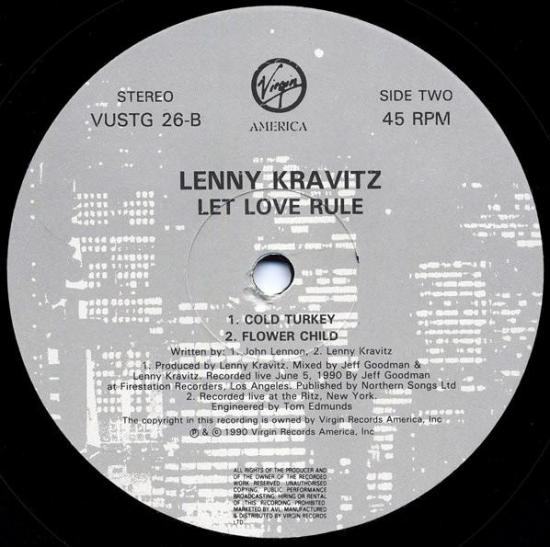 Lenny kravitz let love rule cold turkey pressage u k maxi single vinyle occasion 4
