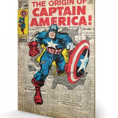 Marvel captain america origin impression sur bois 40x59cm