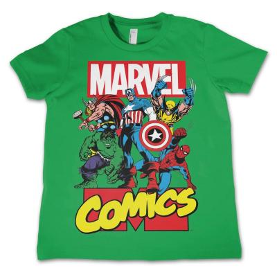 Marvel comics t shirt kids comics heroes green
