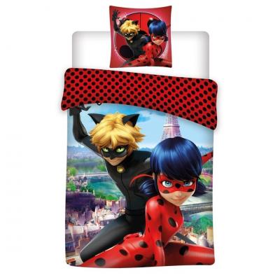 Miraculous parure de lit 140x200cm lady bug chat noir