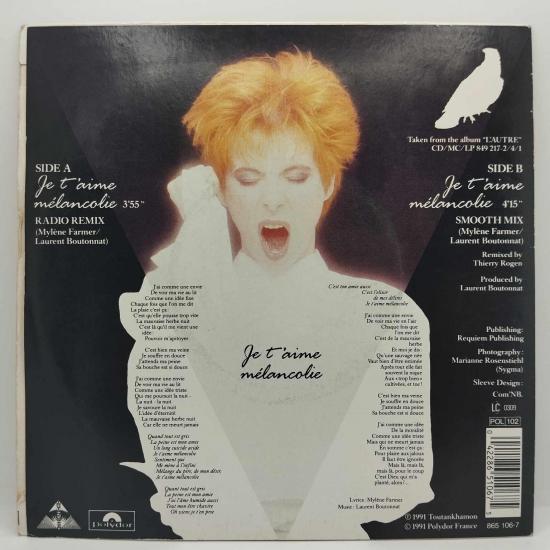 Mylene farmer je t aime melancolie single vinyle 45t occasion 1