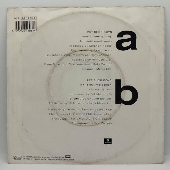 Pet shop boys love comes quickly single vinyle 45t occasion 1