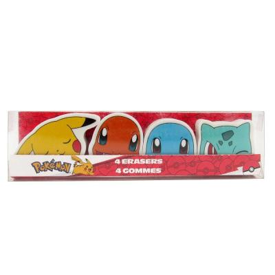 Pokemon pikachu salameche carapuce bulbizarre pack de 4 gommes