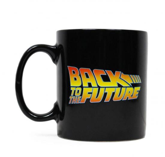Retour vers le futur tasse a changement de chaleur heure et logo 2