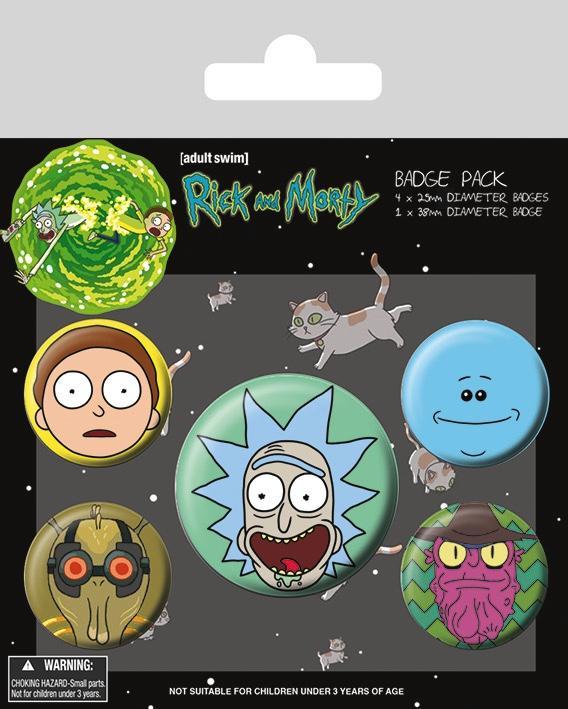 Rick morty pack 5 badges heads