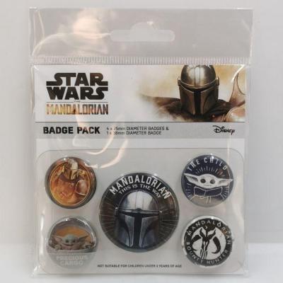 Star wars pack de 5 badges mandalorian