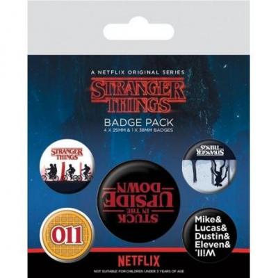 Stranger things pack 5 badges upside down
