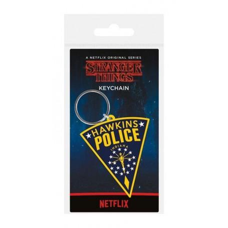 Stranger things porte cles caoutchouc hawkins police 6 cm