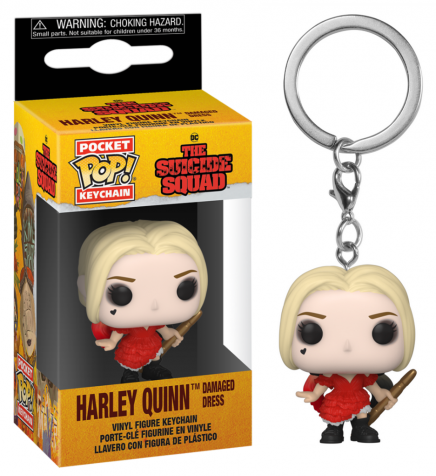 Suicide squad pocket pop keychains harley quinn damaged dress