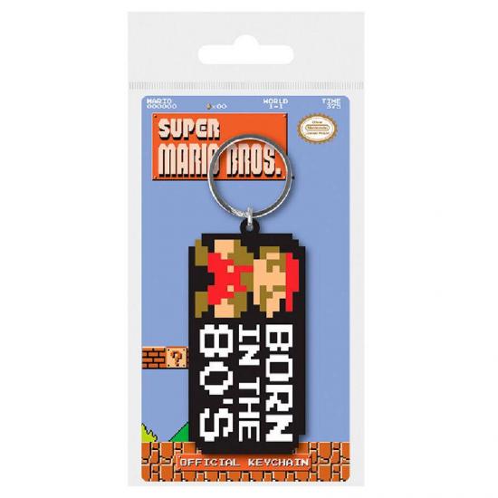 Super mario bros born in the 80 s rubber keychain