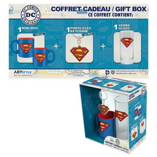 Superman coffret cadeau verre porte cles mini mug 1