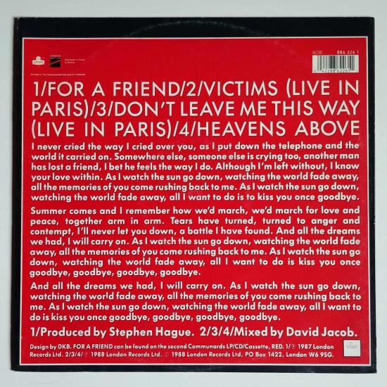 The communards for a friend maxi single vinyle occasion 1