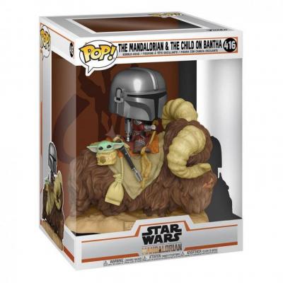 The mandalorian pop deluxe n 416 mando on bantha w child